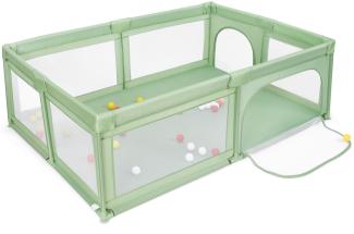 COSTWAY Baby Laufstall mit 50 Bällen & 2 Türen, Laufgitter mit atmungsaktivem Netz und Reißverschluss, Krabbelgitter, Laufgitterzelt für Säuglinge und Kleinkinder (Grün)