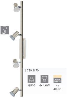 Eglo 90917 Spot LED ROTTELO Stahl nickel-matt, chrom GU10 max. 4X4,6W L:78cm B:7cm