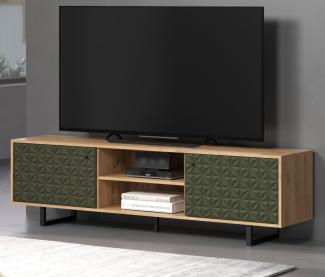 TV-Lowboard Sentra in grün und Eiche Artisan 184 cm