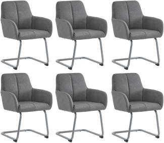 Merax Esszimmerstuhl, 6er set, Sessel, minimalistischer Freizeitstuhl, Wohnzimmer-Schlafzimmerstuhl mit gewölbten Stahlfüßen, grau