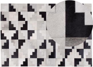Teppich Kuhfell schwarz-grau 160 x 230 cm Patchwork Kurzflor EFIRLI