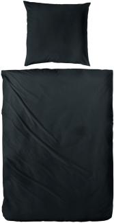 Hahn Haustextilien Luxus-Satin Bettwäsche uni Farbe schwarz Größe 155x220 cm
