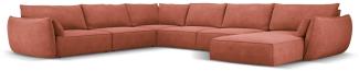 Micadoni 8-Sitzer Panorama Ecke links Sofa Kaelle | Bezug Terracotta | Beinfarbe Black Plastic