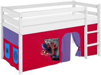 Lilokids 'Jelle' Spielbett 90 x 200 cm, Spiderman, Kiefer massiv, mit Vorhang