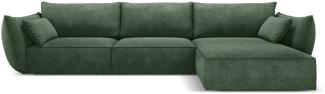 Micadoni 4-Sitzer Ecke rechts Sofa Kaelle | Bezug Bottle Green | Beinfarbe Black Plastic