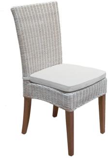 Rattanstuhl Esszimmer Stuhl weiß Cardine Korbstuhl nachhaltig Wintergarten Stuhl mit Sitzkissen