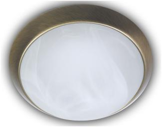 LED Deckenleuchte rund, Glas Alabaster, Dekorring Altmessing, Ø 30cm