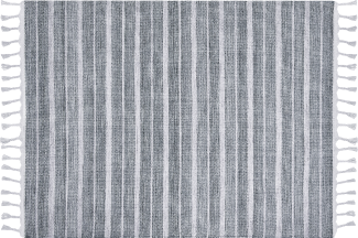 Outdoor Teppich hellgrau weiß 140 x 200 cm Streifenmuster Kurzflor BADEMLI