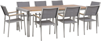 Gartenmöbel Set Eukalyptusholz 220 cm 8-Sitzer Textilbespannung grau GROSSETO