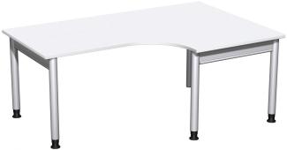 PC-Schreibtisch '4 Fuß Pro' rechts, höhenverstellbar, 180x120cm, Weiß / Silber
