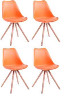 4er Set Stühle Toulouse Kunstleder Rund natura orange