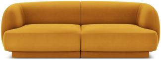 Micadoni 2-Sitzer Samtstoff Sofa Miley | Bezug Yellow | Beinfarbe Black Plastic