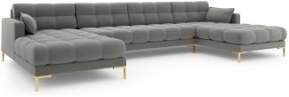Micadoni 6-Sitzer Panorama Sofa Mamaia | Bezug Grey | Beinfarbe Gold Metal