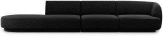 Micadoni 4-Sitzer Links Sofa Miley | Bezug Black | Beinfarbe Black Plastic