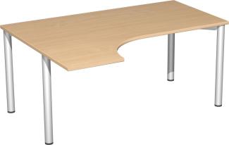 PC-Schreibtisch '4 Fuß Flex' links, 160x120cm, Buche / Silber