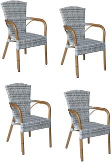 4x Konway COLOMBO Stapelsessel Granit Premium Polyrattan Garten Sessel Stuhl Set
