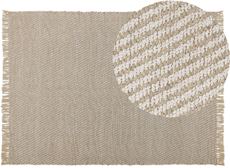 Teppich beige 140 x 200 cm Streifenmuster Kurzflor zweiseitig ALADAG