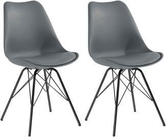 Homexperts 'URSEL' 2er Set Stuhl, Kunststoff - Polypropylen grau, B 48 x H 86 x T 55,5 cm