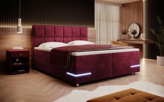 Boxspringbett Lea mit LED (Samt) 180x200 Rot H3