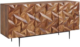 KADIMA DESIGN Sideboard "Metallux" - Massives Sheesham-Holz mit 3D-Oberflächengestaltung, Braun - Langlebig, Modern Wohnzimmermöbel.