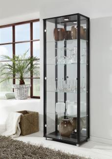 Glasvitrine >OPTIMA< in Schwarz Struktur - 58x172x32cm (BxHxT)