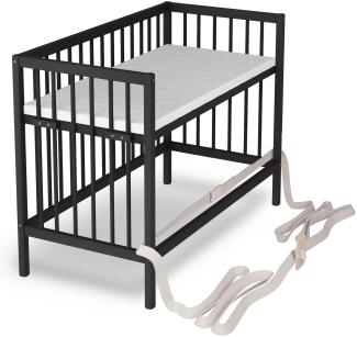 Baby Beistellbett Dreamy 60x120 cm mit Matratze - BLACK EDITION - 4 in 1 ohne Umbauseite - Sämann