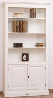 Casa Padrino Landhausstil Bücherschrank / Regalschrank Weiß 110 x 39 x H. 210 cm - Wohnzimmerschrank mit 2 Türen