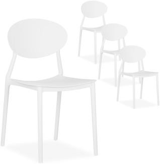 Gartenstuhl 4er Set Weiß Stühle Küchenstühle Kunststoff Stapelstühle Balkonstuhl Outdoor-Stuhl