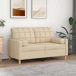 vidaXL 2-Sitzer-Sofa mit Zierkissen Creme 120 cm Stoff