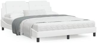 vidaXL Bett mit Matratze Weiß 160x200 cm Kunstleder