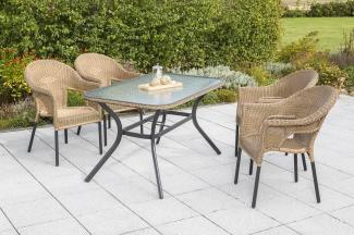 YOURSOL by Merxx Gartenmöbel Set Ravenna 4 Personen mit Tisch 150 - 85 cm, stapelbare Korbstühle