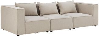 Juskys modulares Sofa Domas M - Couch für Wohnzimmer - 3 Sitzer mit Armlehnen & Kissen - 130 kg belastbar pro Sitz - Möbel Garnitur Stoff Beige