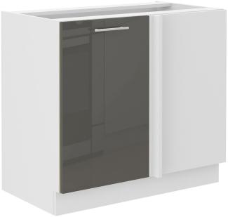 Lara Eckunterschrank 105 cm Grau Glanz + Weiß matt Küchenzeile Küchenblock Küche