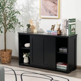 COSTWAY Sideboard, Küchenschrank mit Schiebetüren, höhenverstellbarer Ablage, Beistellschrank für Küche, Esszimmer und Wohnzimmer, 107 x 33 x 60 cm