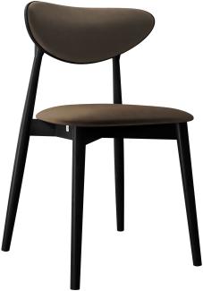 Esszimmerstuhl Bretoka C, Stuhl aus Buchenholz für Küche, Restaurant (Schwarz / Magic Velvet 2205)