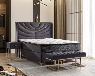 Casa Padrino Luxus Doppelbett Lila / Gold - Verschiedene Größen - Massivholz Bett mit Kopfteil und Matratze - Hotel Möbel - Schlafzimmer Möbel - Luxus Möbel