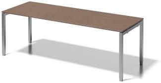 Cito Schreibtisch, 650-850 mm höheneinstellbares U-Gestell, H 19 x B 2200 x T 800 mm, Dekor nußbaum, Gestell silber