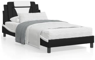 Bett mit Matratze Schwarz und Weiß 100x200 cm Kunstleder (Farbe: Schwarz)