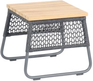 Sonnenpartner Lounge-Tisch Poison 45x45 cm Teak/Alu/Polyrope grau Beistelltisch