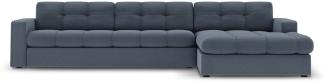 Micadoni 4-Sitzer Ecke rechts Sofa Justin | Bezug Dark Blue | Beinfarbe Black Plastic