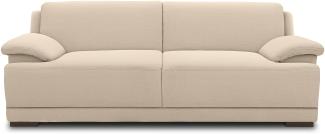DOMO Collection Telos 3er Boxspringsofa, Sofa mit Boxspringfederung, Zeitlose Couch mit breiten Armlehnen, 218x96x80 cm, Polstergarnitur in beige