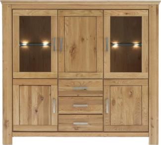 Highboard Teilmassiv Iantha 176x165x47 Anrichte Wildeiche natur geölt 20097