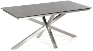 Sonnenpartner Gartentisch Base-Spectra diagonal 160x90 cm Edelstahl Tischsystem Tischplatte Compact HPL Shiplap-Pinie 80051001