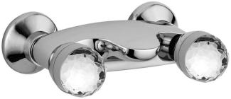 Casa Padrino Luxus Aufputz- Brausebatterie mit Swarovski Kristallglas Silber 20 x 13,5 x H. 7 cm - Badewannen Armatur - Erstklassische Qualität - Made in Italy