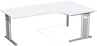 PC-Schreibtisch 'C Fuß Pro' rechts, feste Höhe 200x120x72cm, Weiß / Silber
