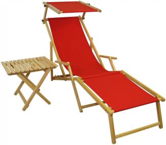 Relaxliege rot Gartenliege Strandliege Fußteil Sonnendach Tisch Gartenmöbel 10-308 N F S T
