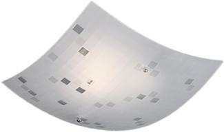 Eckige LED Deckenschale 40x40cm, Glaslampenschirm in weiß grau gemustert