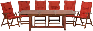Gartenmöbel Set Akazienholz 6-Sitzer rechteckig Auflagen terracotta TOSCANA
