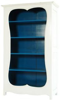 Casa Padrino Barock Bücherschrank Weiss / Blau B 110 x H 185 cm Bücherregal Regal Schrank