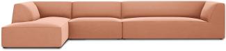 Micadoni 5-Sitzer Samtstoff Modular Ecke links Sofa Ruby | Bezug Pink | Beinfarbe Black Plastic